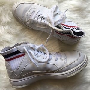 Leather Sneakers with Stripe Detail